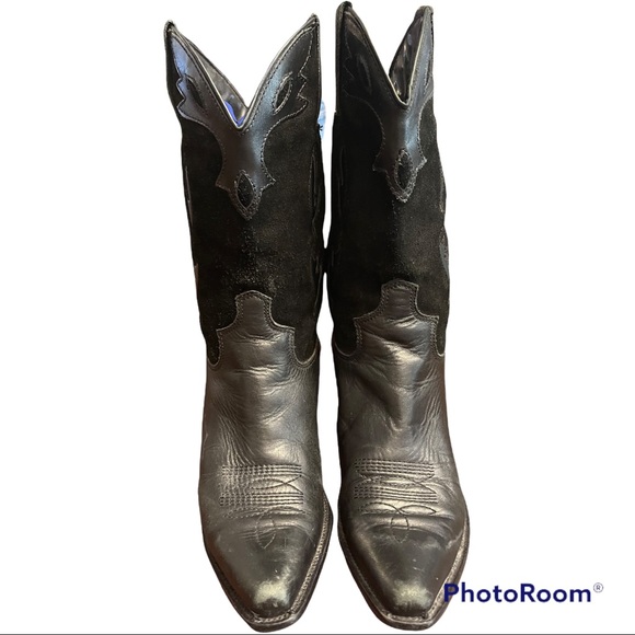 Dingo | Black Leather & Suede Cowboy boots sz 7.5 - Picture 4 of 16